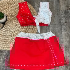 Custom 2 piece dance costume red and white size large Girls