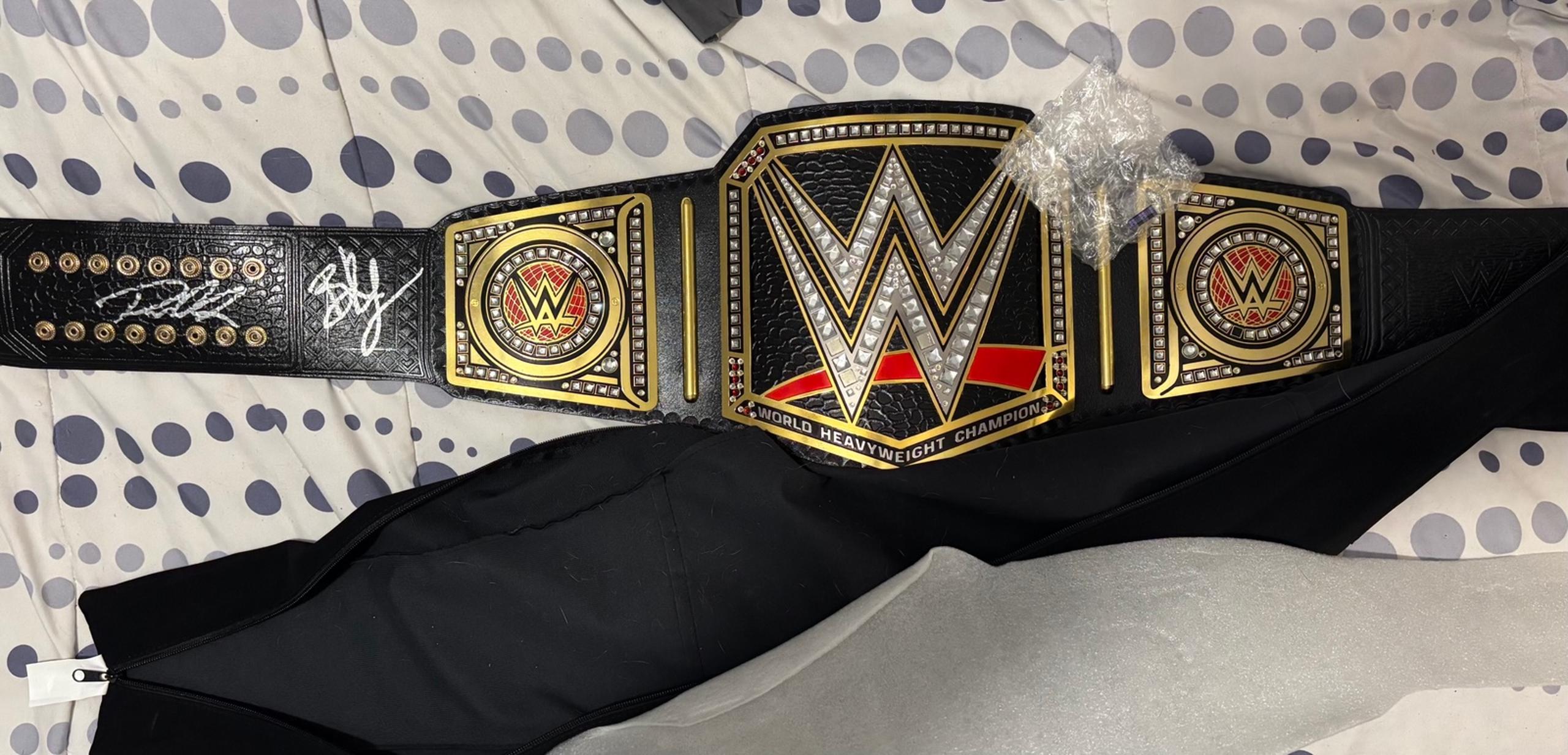 WWE Brock Lesnar and Paul Heyman Autographed World Heavyweight Championship