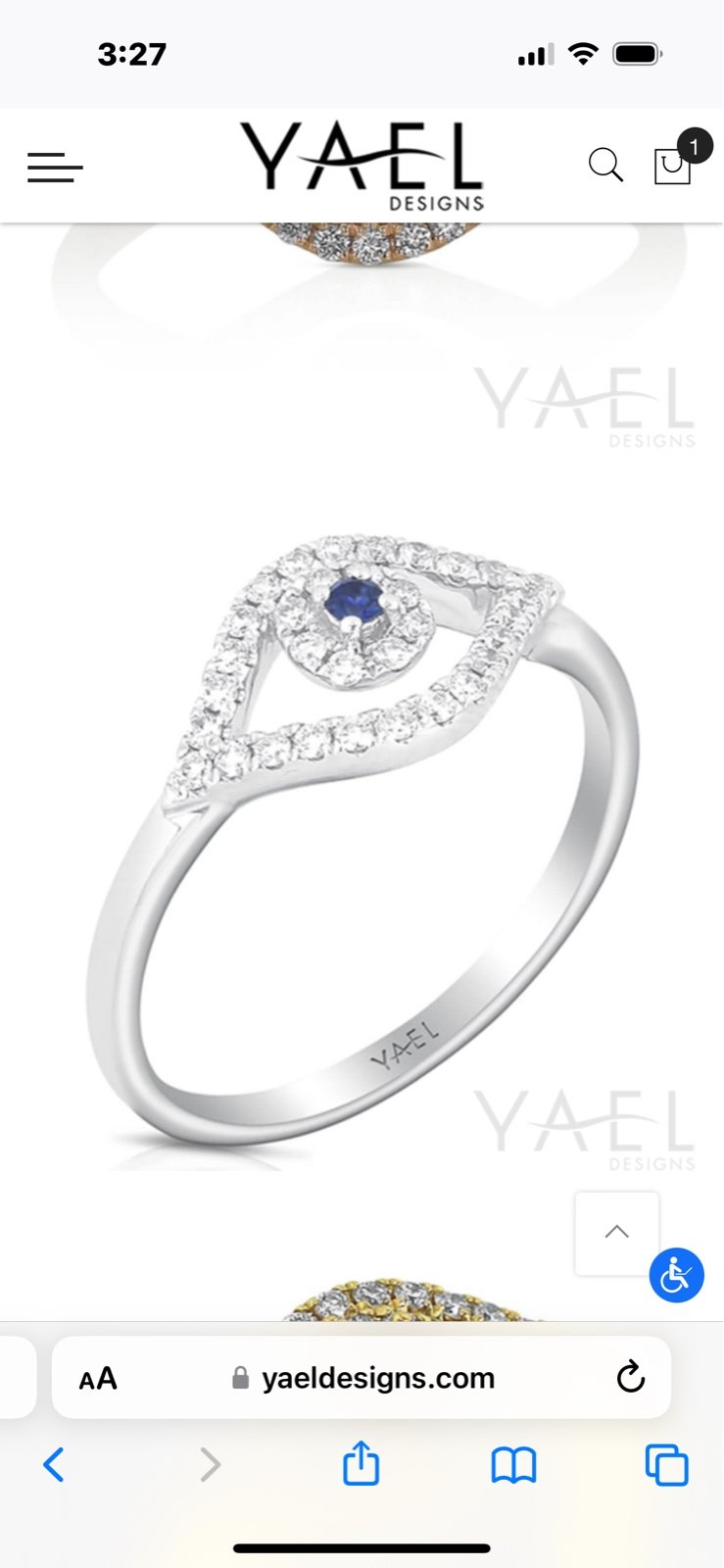 Yeal diamond and sapphire evil eye ring white gold
