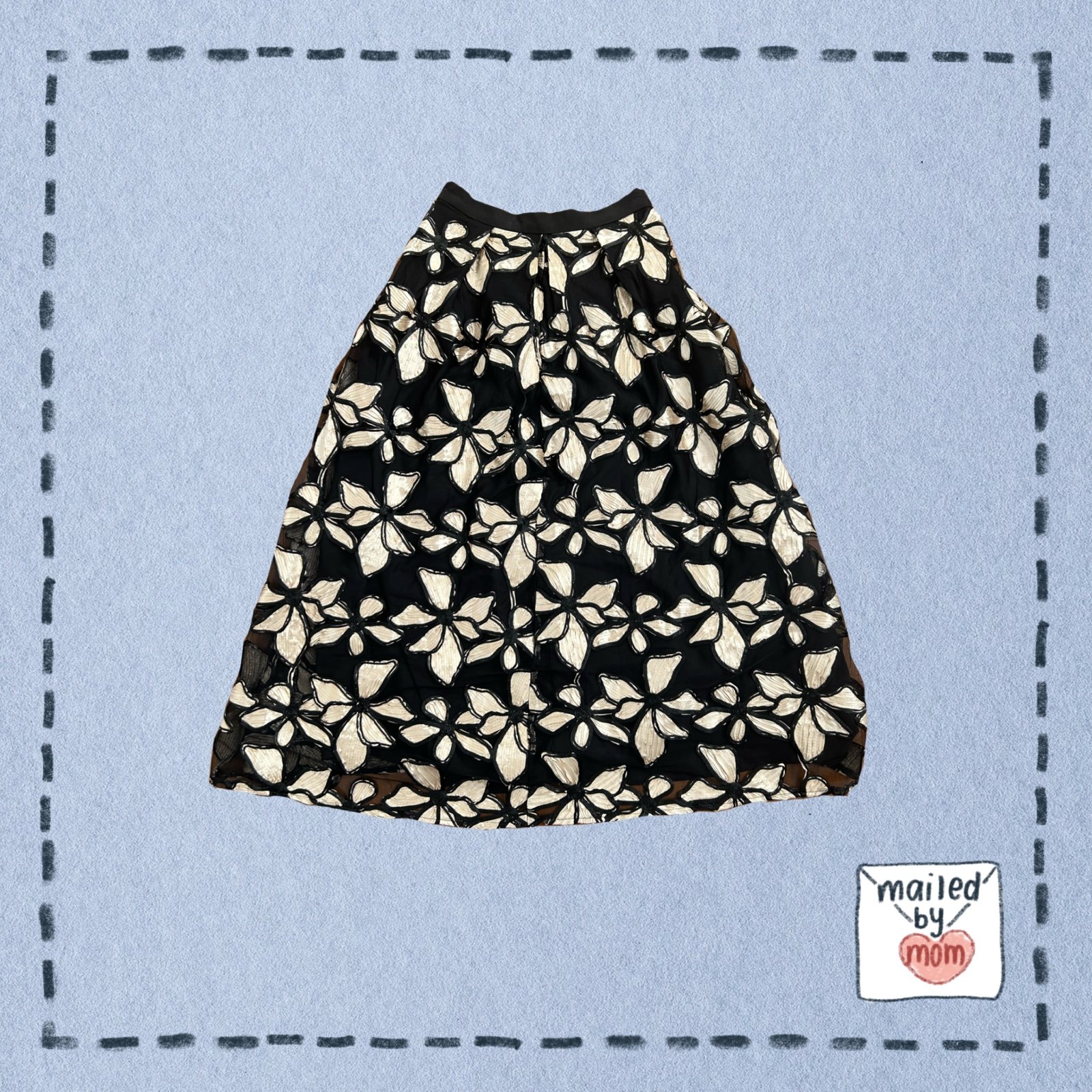 Eva Franco Floral Appliqué Skirt