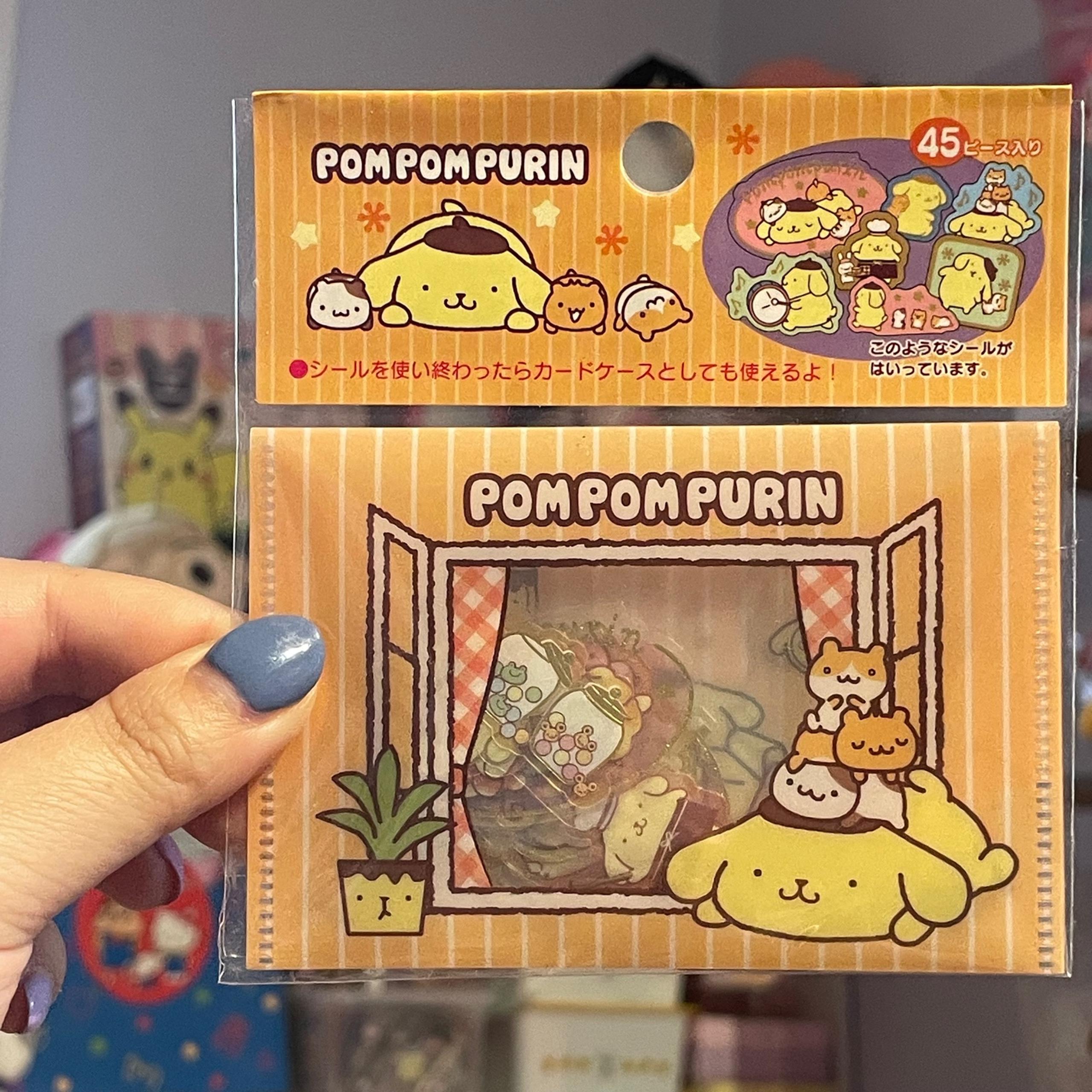 Sanrio Japan PVC sticker flakes with reuseable envelope - PomPomPurin 2 window