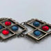 Vintage German Brass Tone Blue and Red Tassel Chain Necklace Statement unique