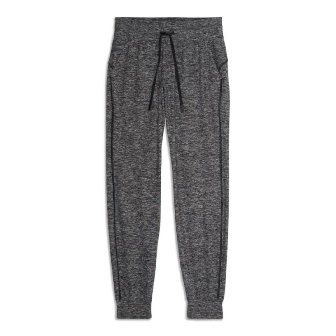 LULULEMON Ready to High Rise Womens Joggers Sweatpants Heather Space Dye Black 2