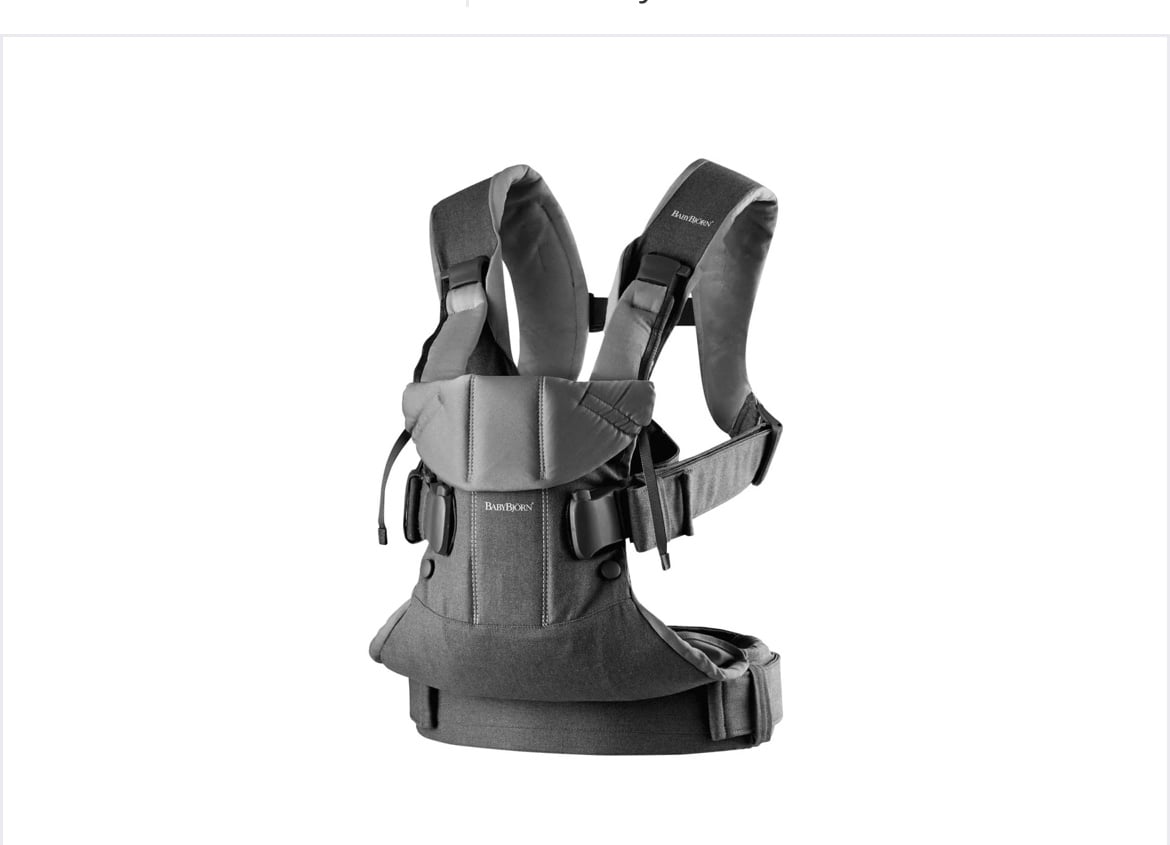 BabyBjörn ONE Black Cotton Mesh Back Adjustable Shoulder Strap Baby Carrier gray