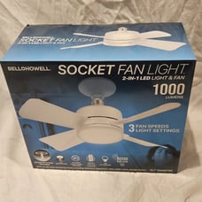 Bell + Howell Socket Fan Ceiling Light for Indoor Room 4 Blades 1000 Lumens New