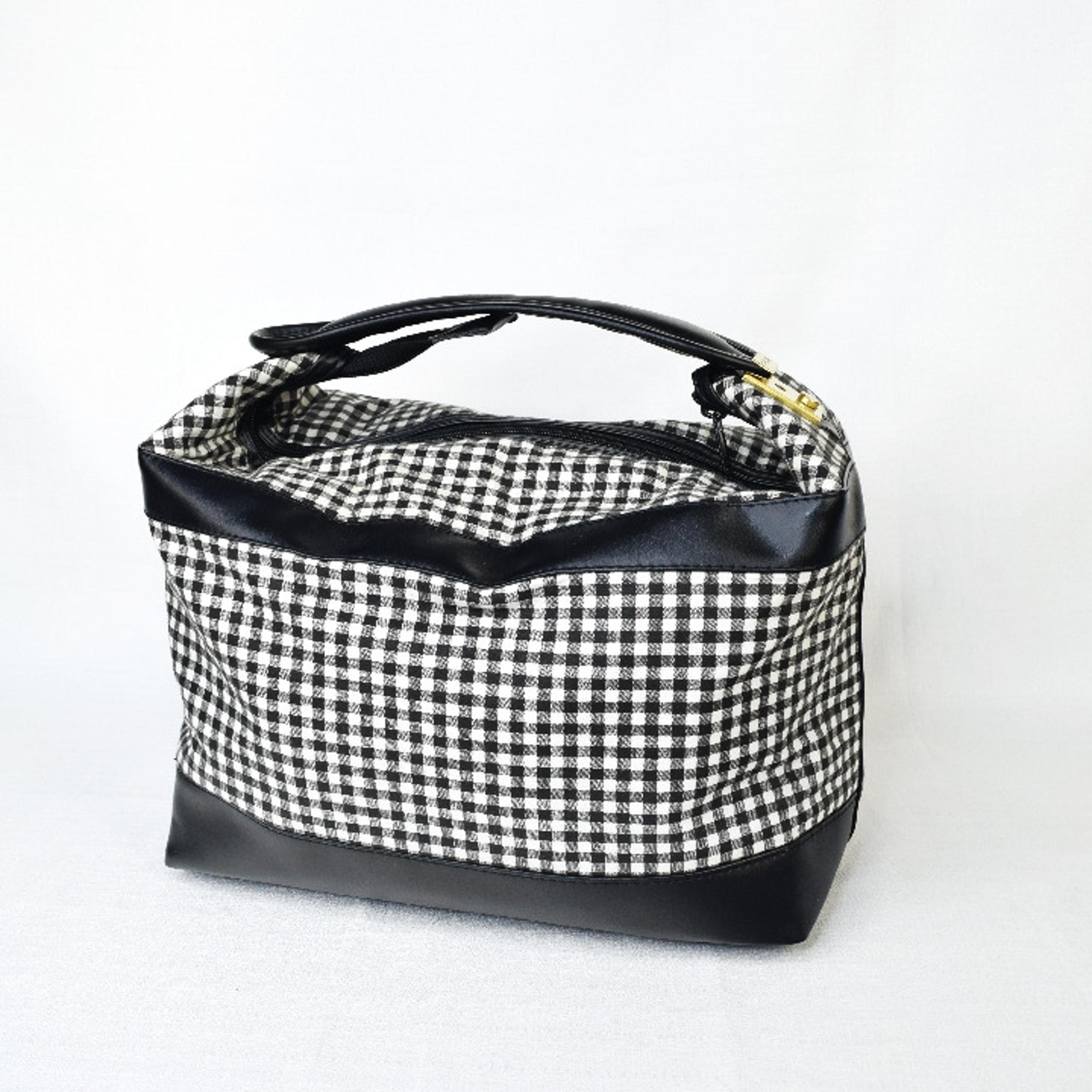 Vintage Lancome Gingham Cosmetic Bag Toiletries Makeup