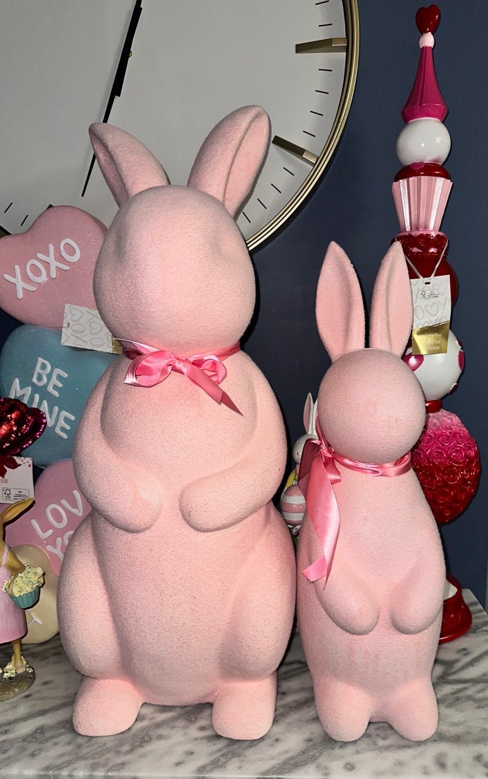 Easter Giant and large flocked bunny set