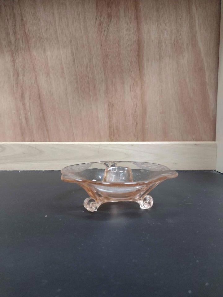 Vintage Pink Depression Glass Lattice Candle Holder