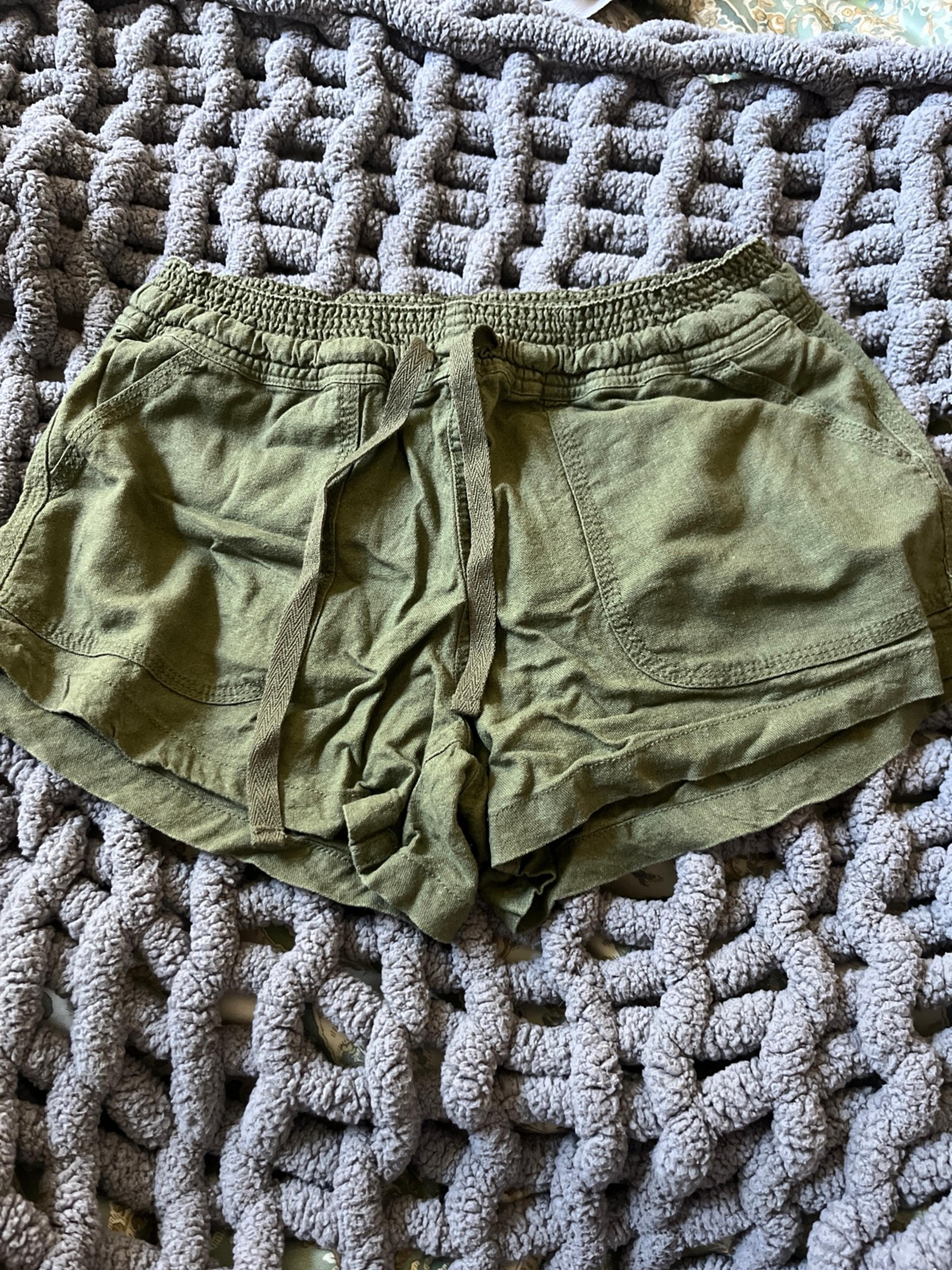 altard state green linen shorts