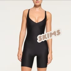 Skims Unlined Body Core Sculpt Plunge Mid Thigh Bodysuit Size S