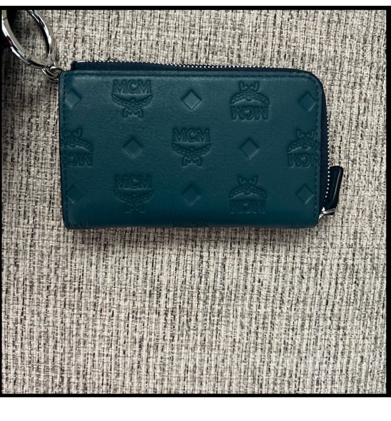 MCM small coin and card holder wallet teal color