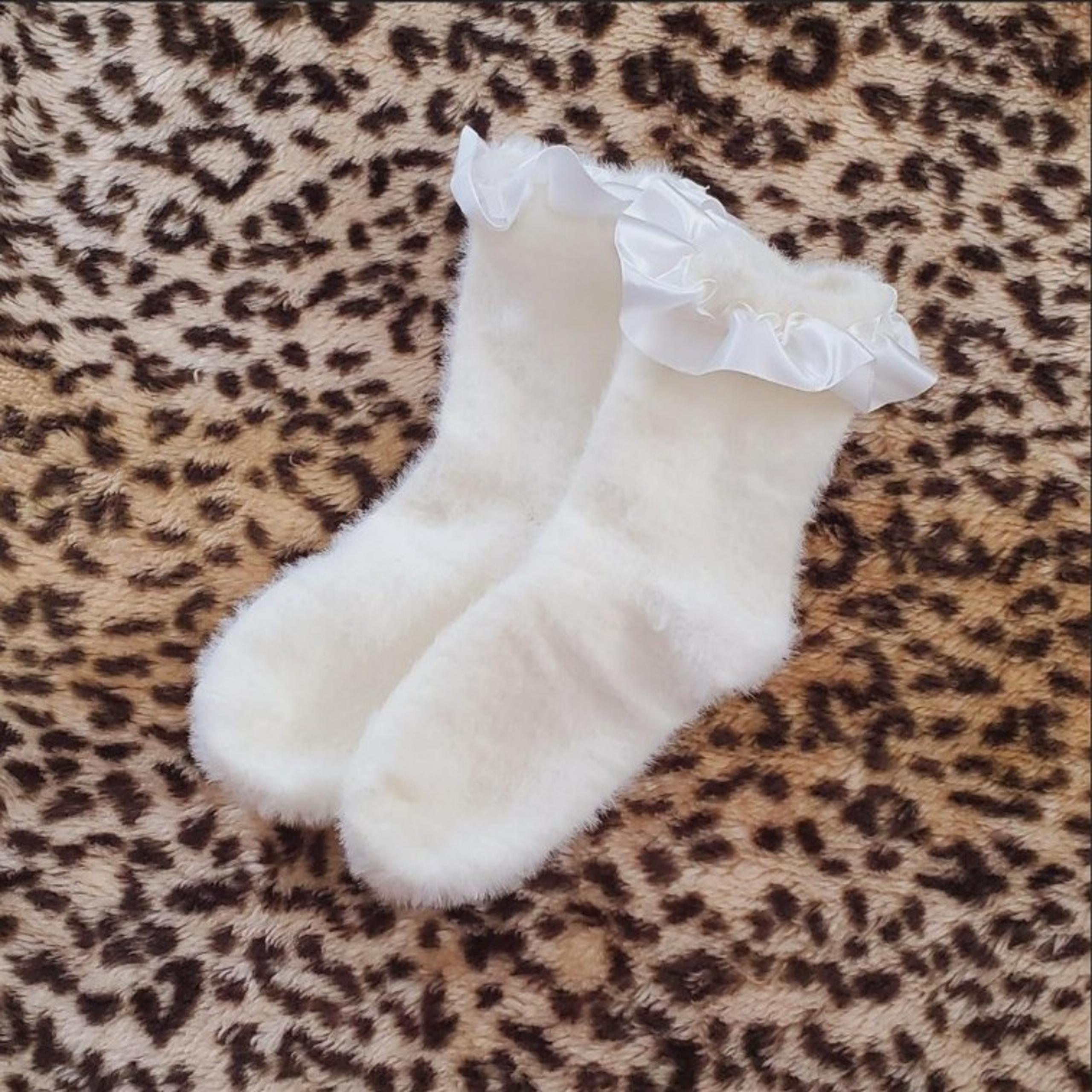 New Dollskill Fuzzy Ruffle Socks