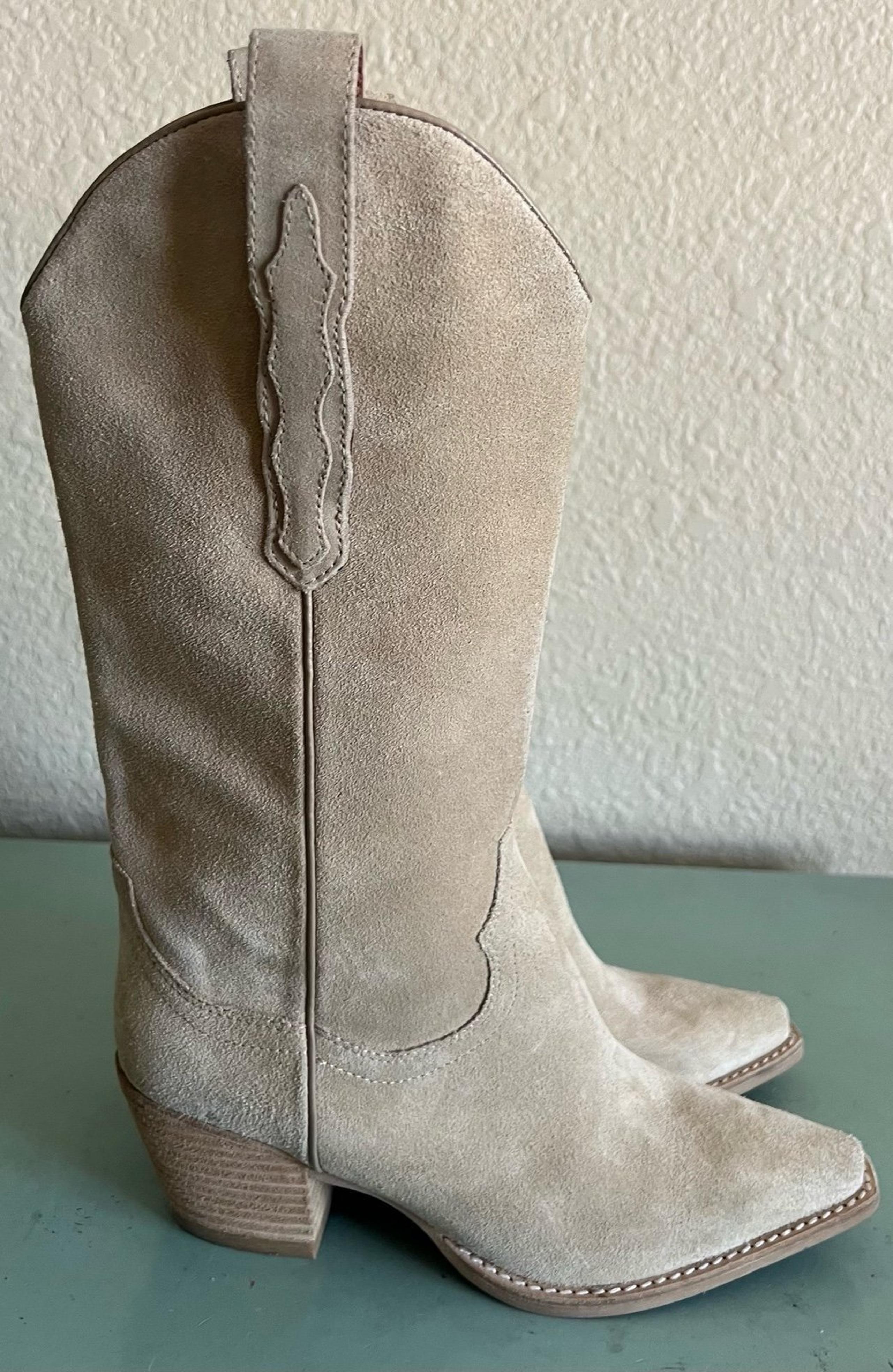 Jeffrey Campbell Rancher  Suede Pull On  Western Boots 7B