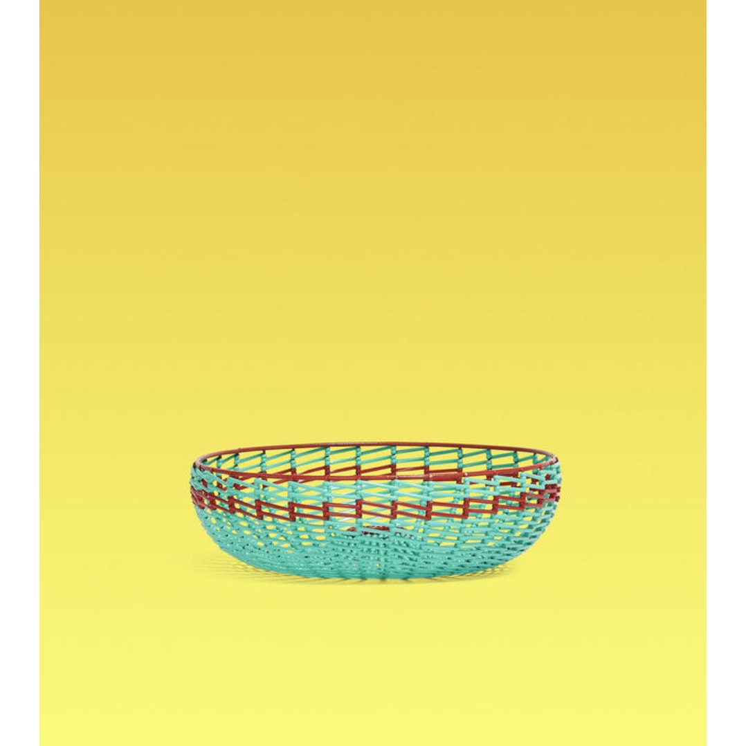 Marni Market Large Basket, Turquoise and Burgundy, NWT