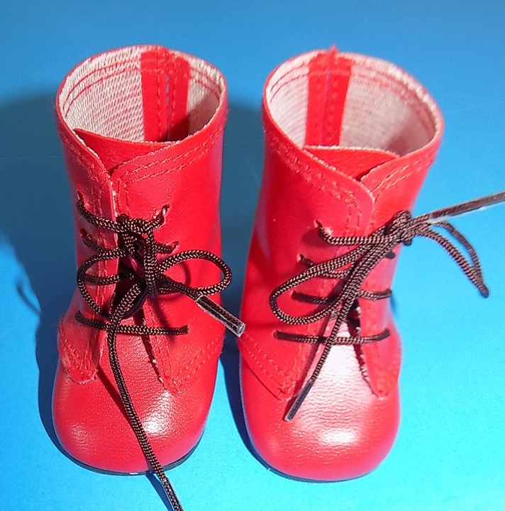 Pleasant Co. Kirsten Red Lace Up Boots Socks American Girl Doll NO Grommets EUC