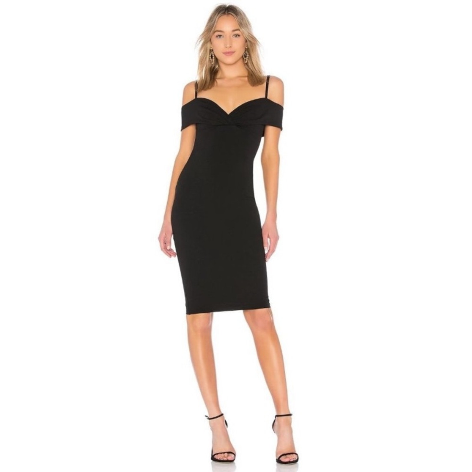 NOOKIE X REVOLVE Phoenix Off Shoulder Dress in Black Midi Dress NWT Size XS