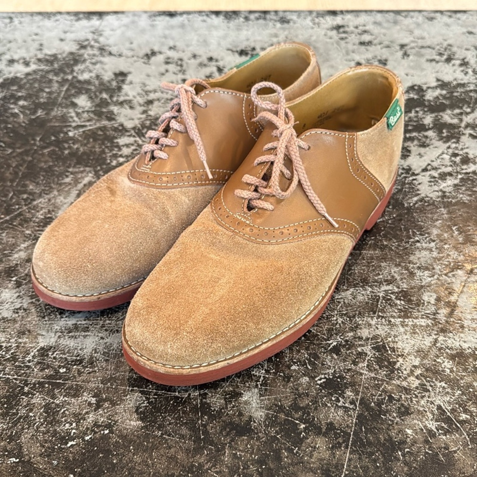 Unisex Bass Tan Leather and Suede Vintage Saddle Shoes Size 8 (m) Size 10 (w)