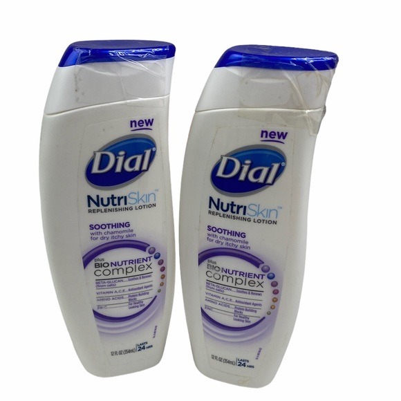 New Dial NutriSkin replenishing Lotion, Soothing, 2 pack 12 Ounce each