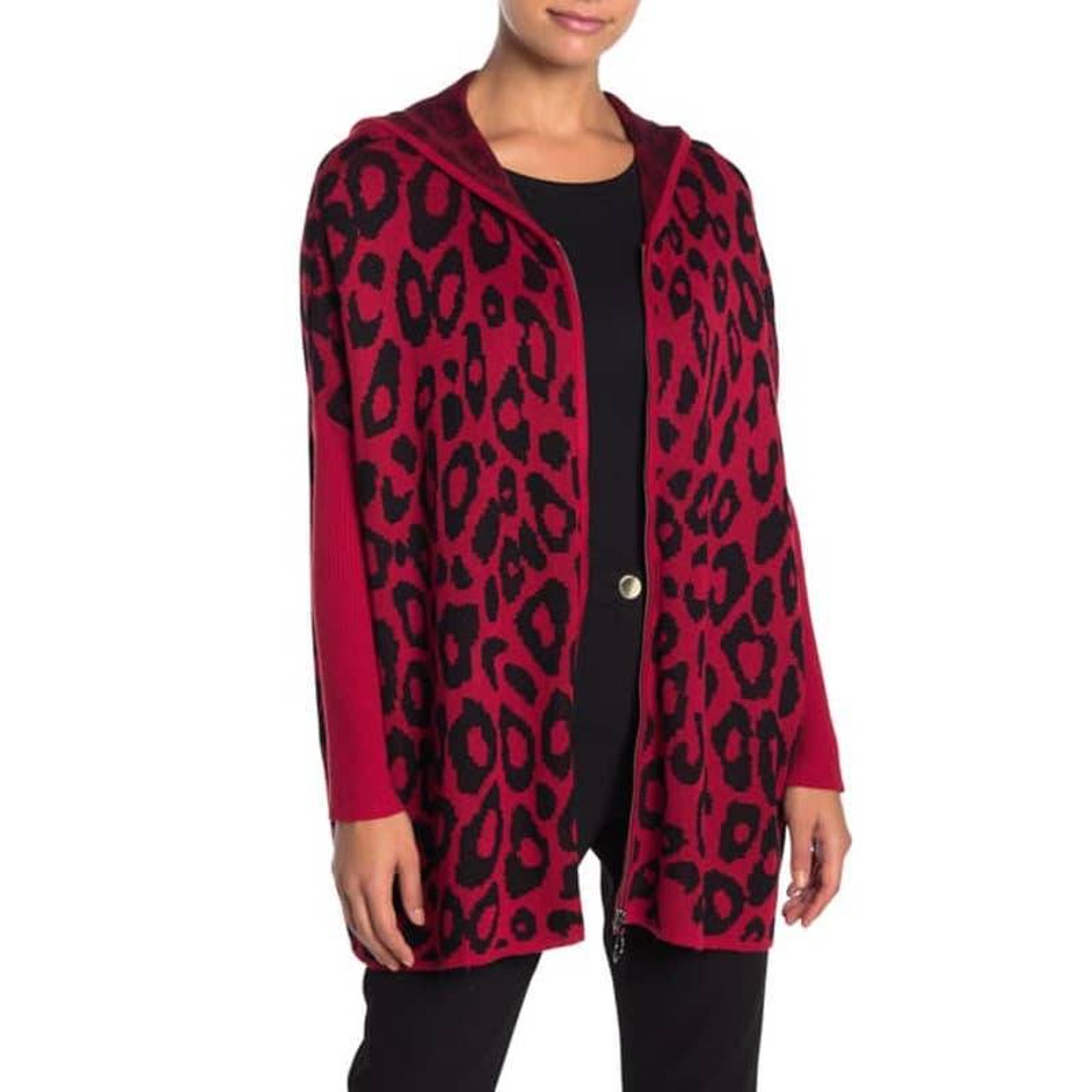 Joseph a Leopard Zip Front Sweater-S