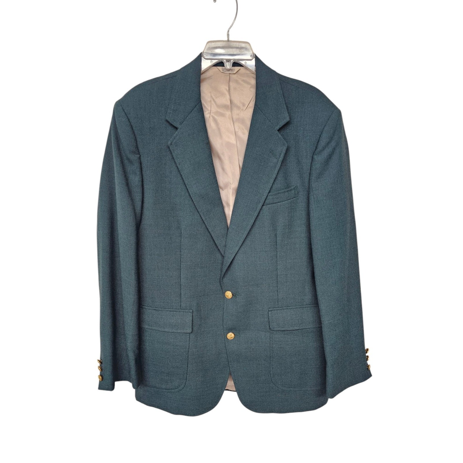 Vtg Hamricks of Gaffney SC Notch Lapel Single Breasted Blazer Mens 42 L Green
