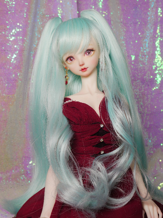 leekeworld leeke pale turquoise 8-9 very full wig bjd sd 1/3 dollfie dream