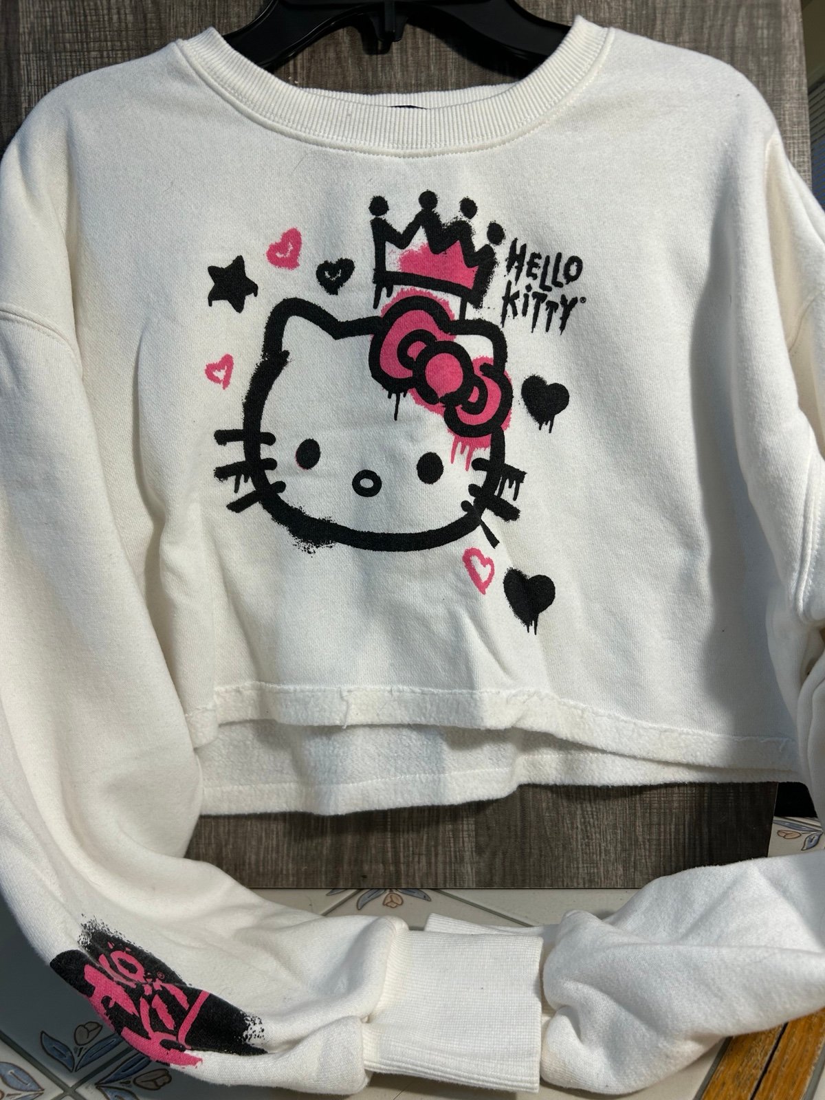 Girls Hello Kitty Cropped Sweatshirt