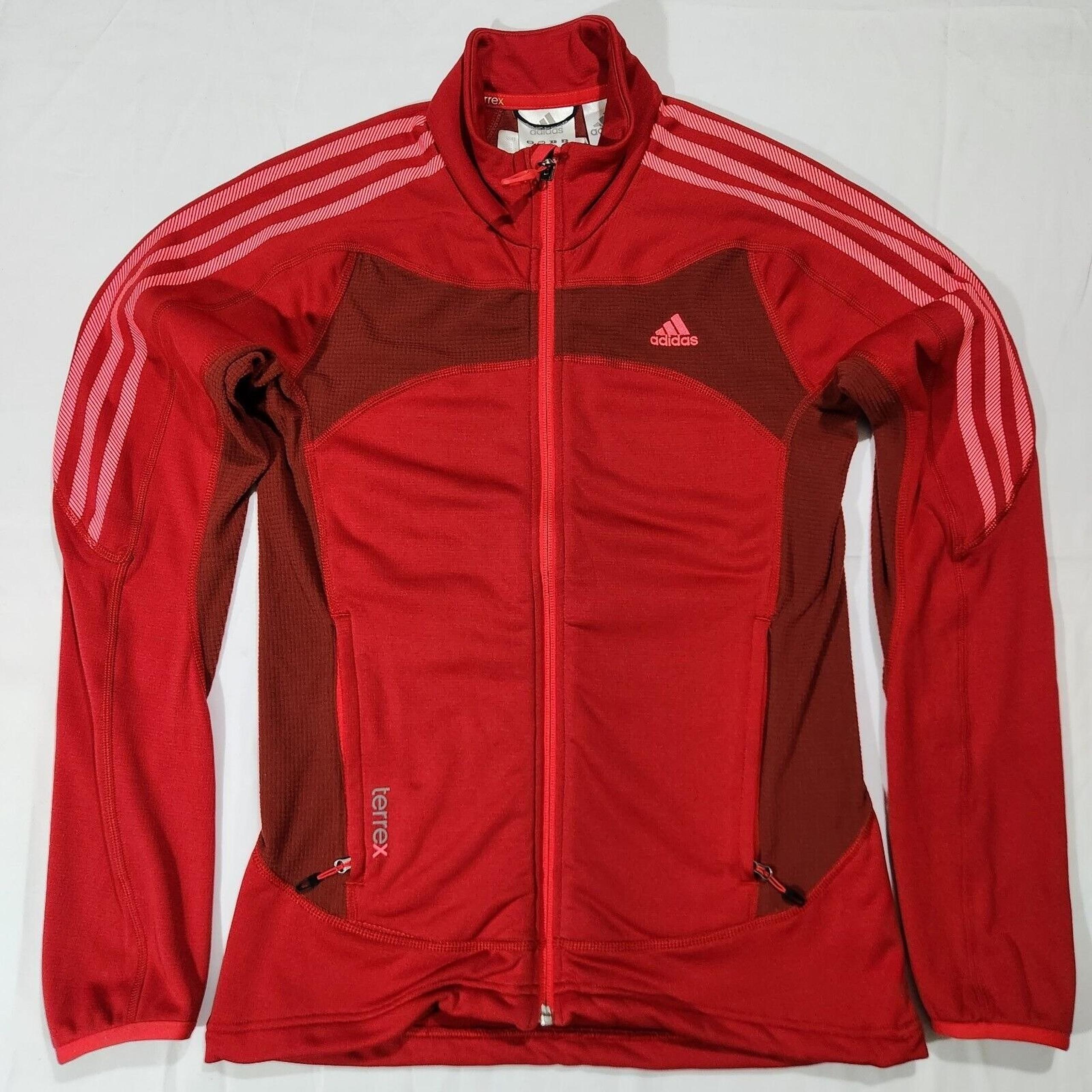 Adidas Track Jacket Womens Small Red Full Zip Terrex Sweatshirt Running Sample