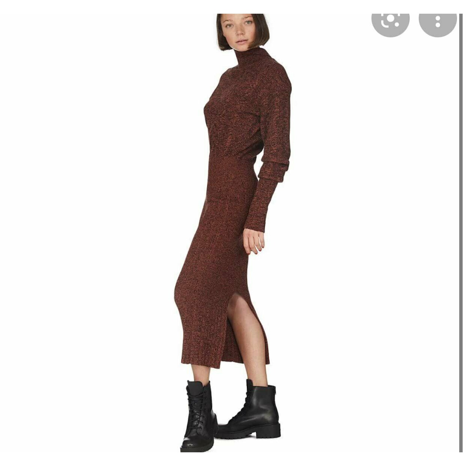 KENZO Rib Long Sleeve Wool & Cotton Midi Sweater Red Dress Size Medium 626