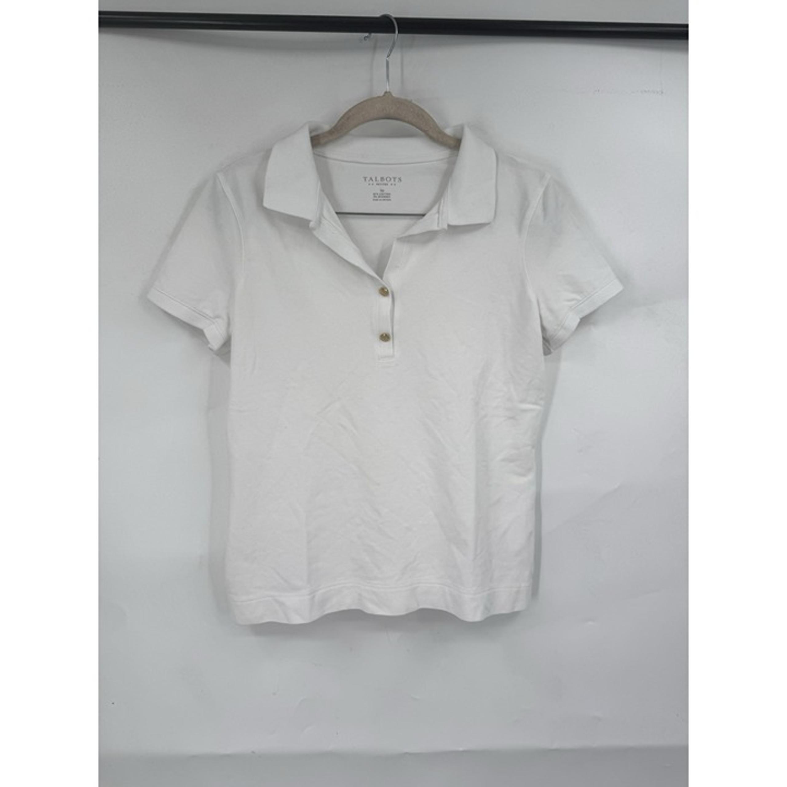 Talbots Preppy Polo Shirt Sleeve Shirt Women Small Petite White