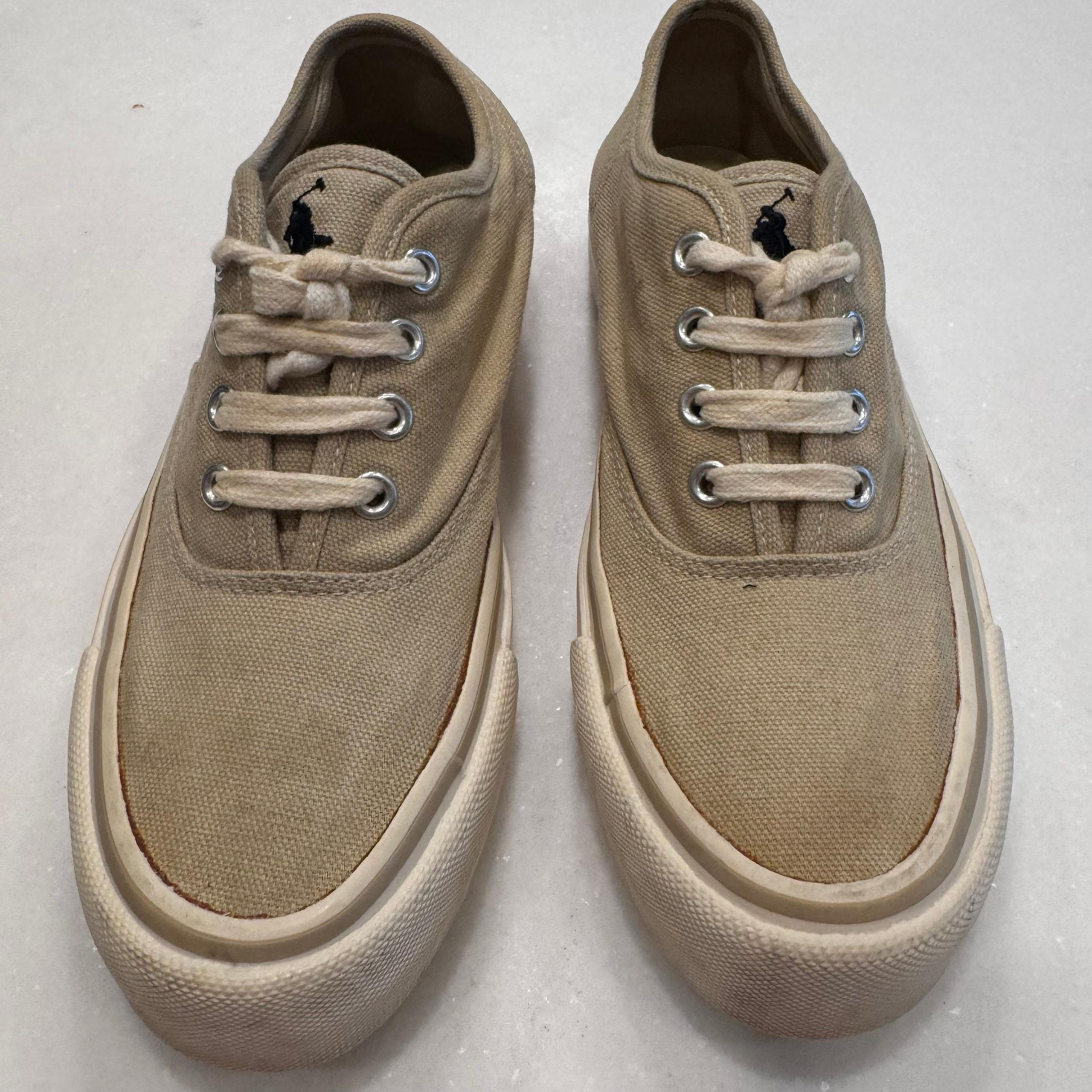 Polo Ralph Lauren Shoes Womens 7 Low Top Lace Up Sneakers Khaki Canvas