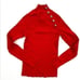 Anne Klein Sweater Top Large Red Women's Mock Button-Accent NEW