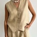 (XS)DONNI. LINEN VEST - SAND