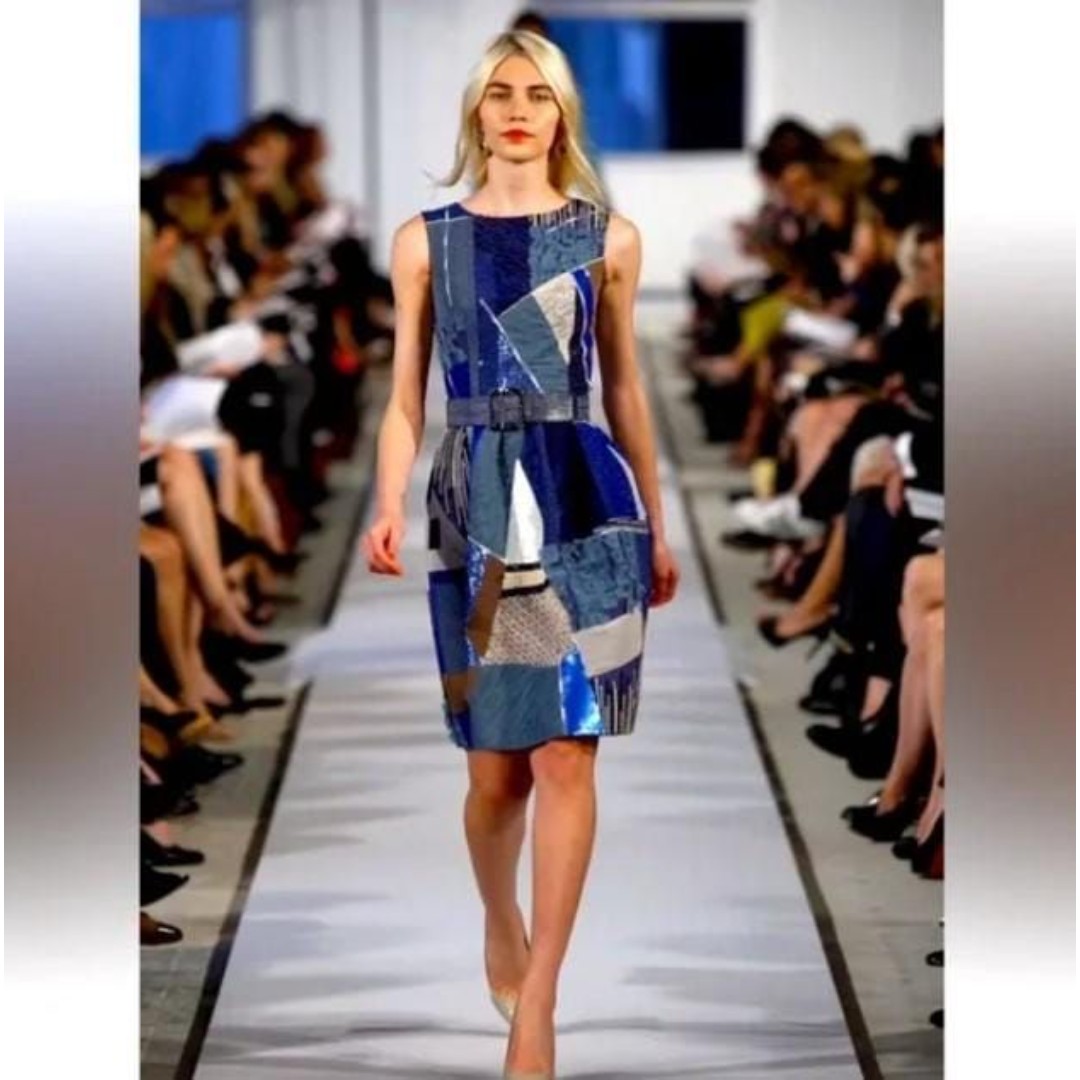 Oscar de la Renta COUTURE Dress ~Resort 2012PICASSO Blue Beaded Formal Luxury!