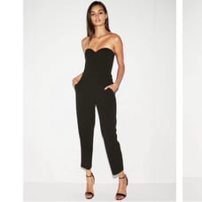 Express Strapless Sweetheart Black Jumpsuit with Pockets Sz 8 NWOT