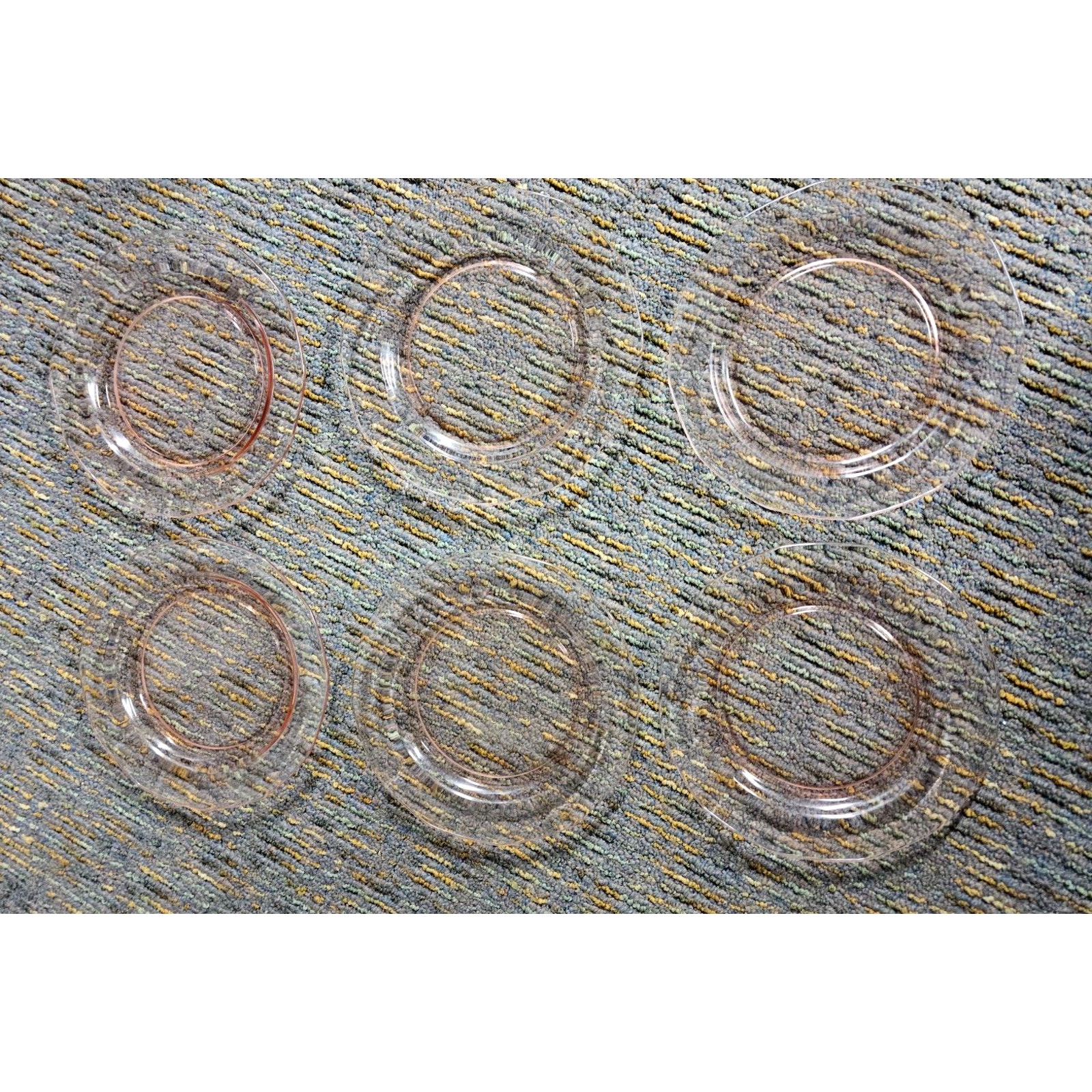 Set of 6 Pink Depression Glass 7.5 Dessert/Salad Plates Dodecagon