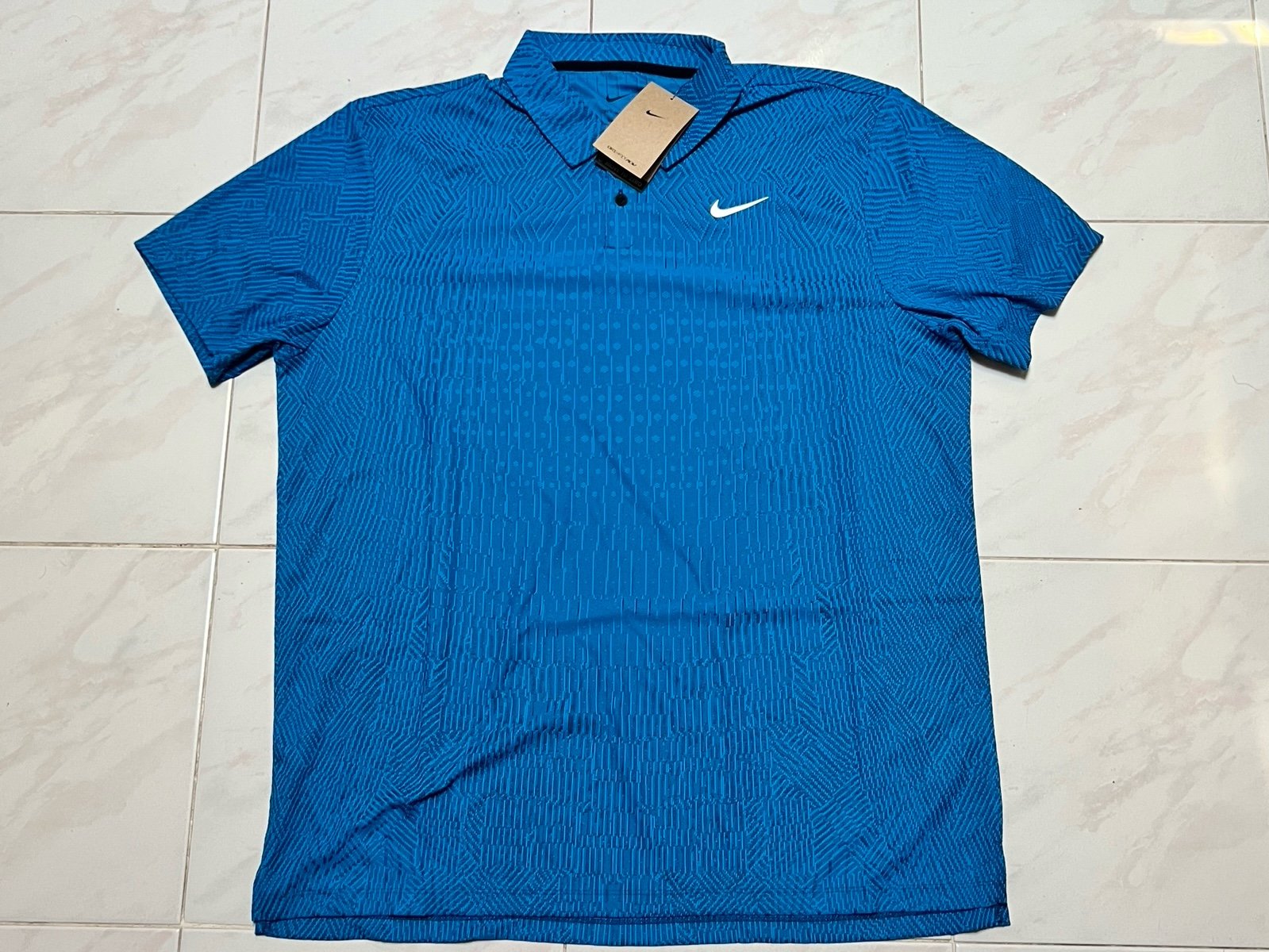 New Men XL Nike Golf Dri-Fit ADV Tour Shirt Short Sleeve Polo Blue