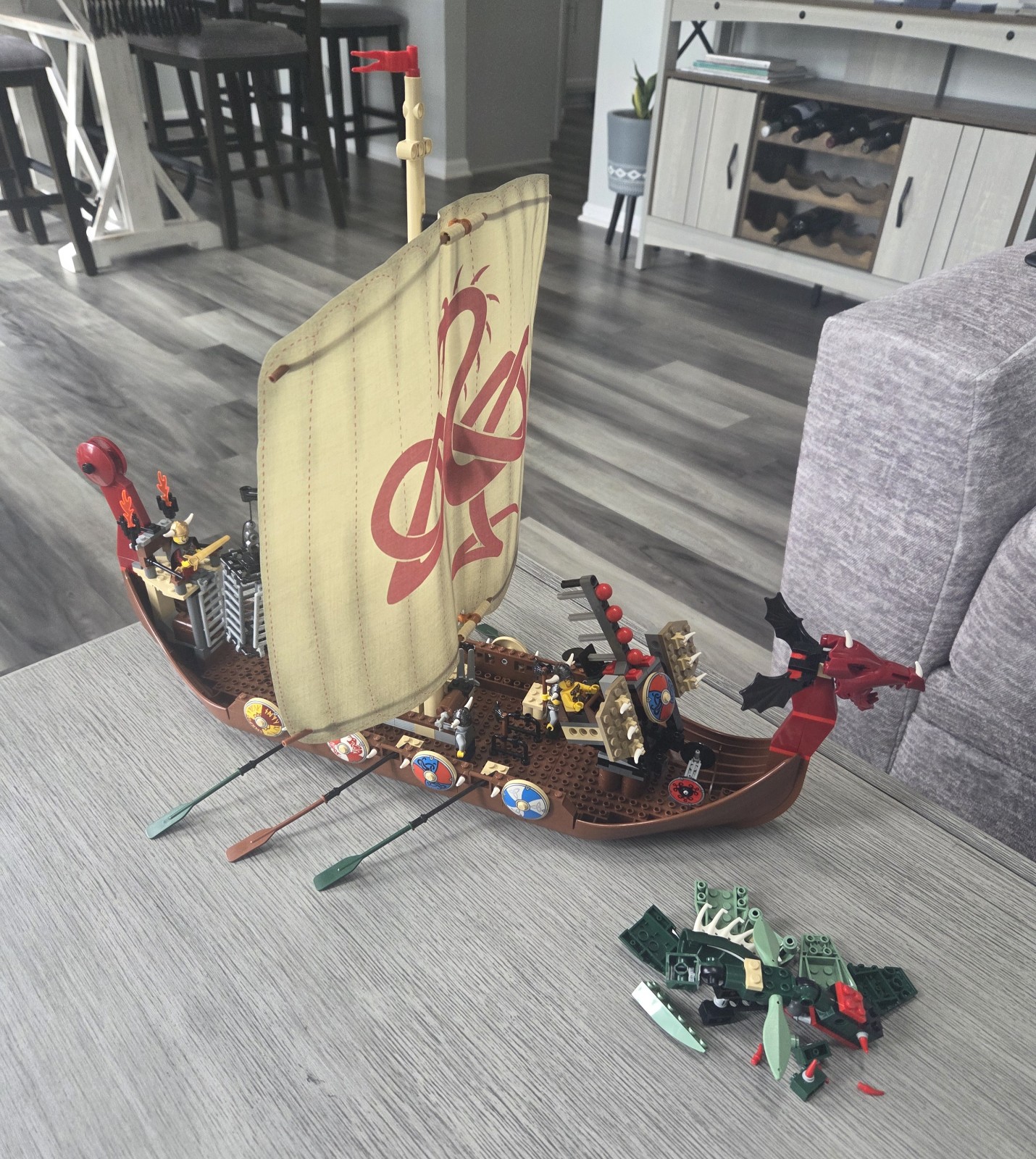 LEGO 7018 Viking Ship Challenges the Midgard Snake (90% Complete)