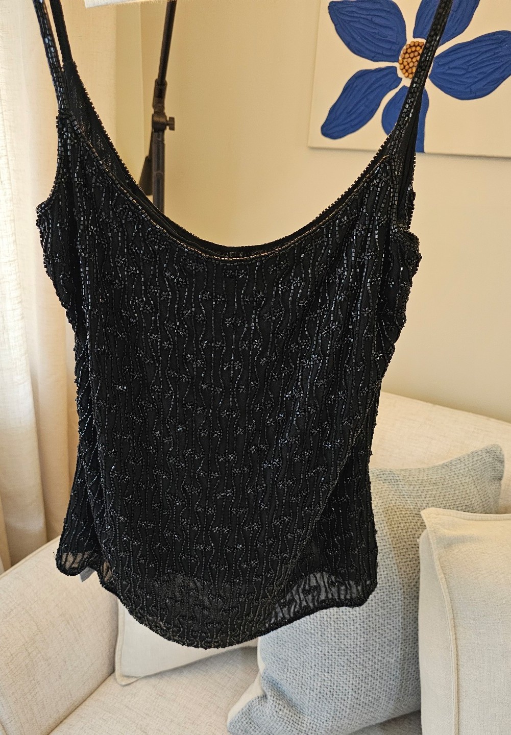 Vintage GUESS Black Beaded Women's Tank Top