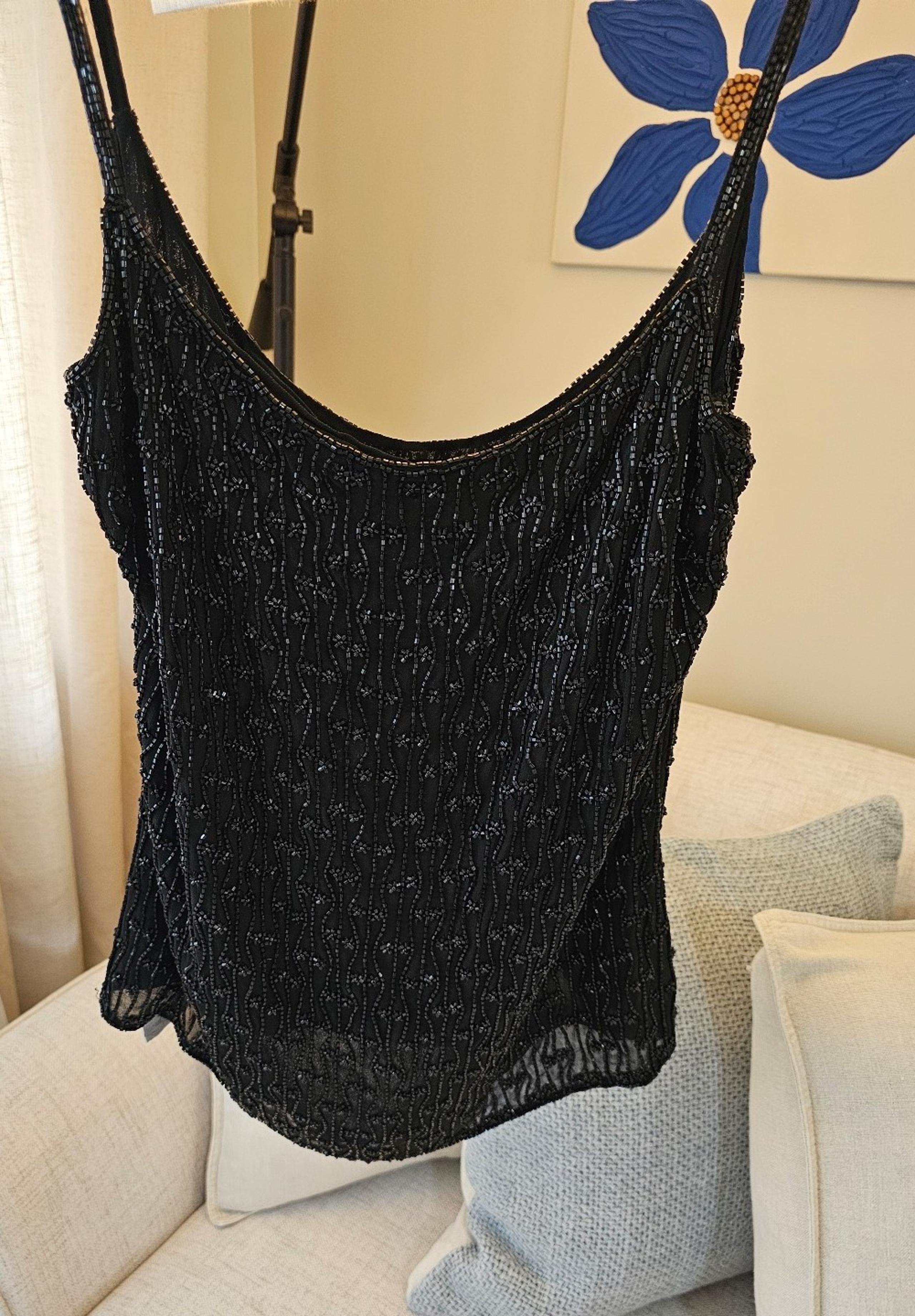 Vintage GUESS Black Beaded Women's Tank Top
