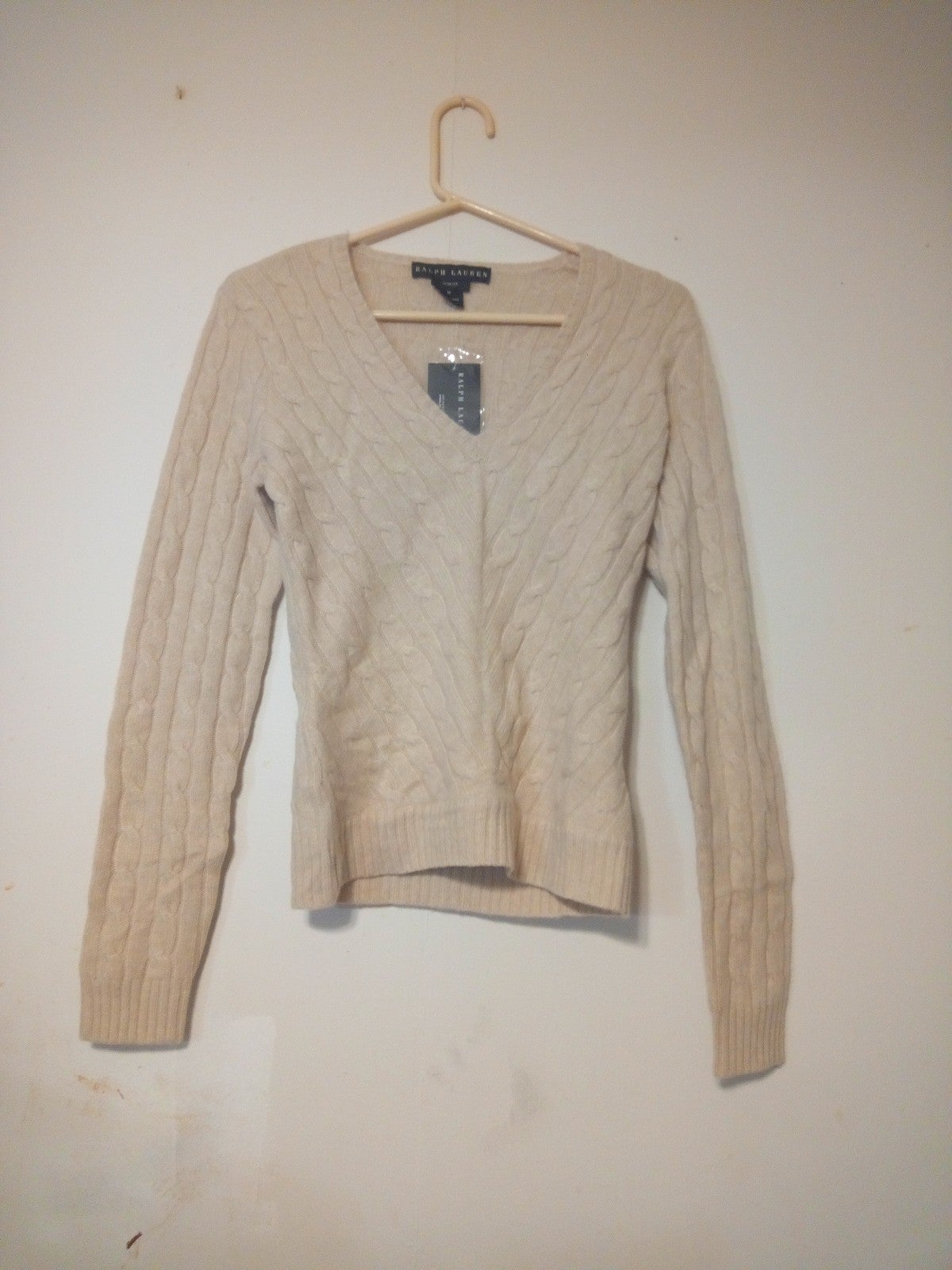 NWT Ralph Lauren Cable Knit Beige cashmere sweater