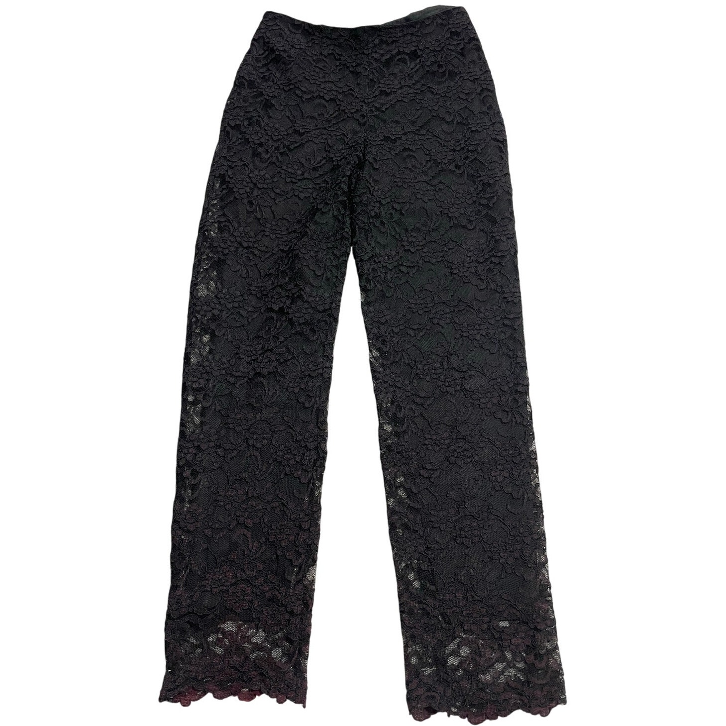 VTG Sara Campbell Pants Womens Size 6 Ombre Burgundy Lace Black Lining USA Fancy