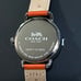 Coach Delancey Watch With 36mm White Face & Orange Leather Band