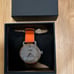 Coach Delancey Watch With 36mm White Face & Orange Leather Band