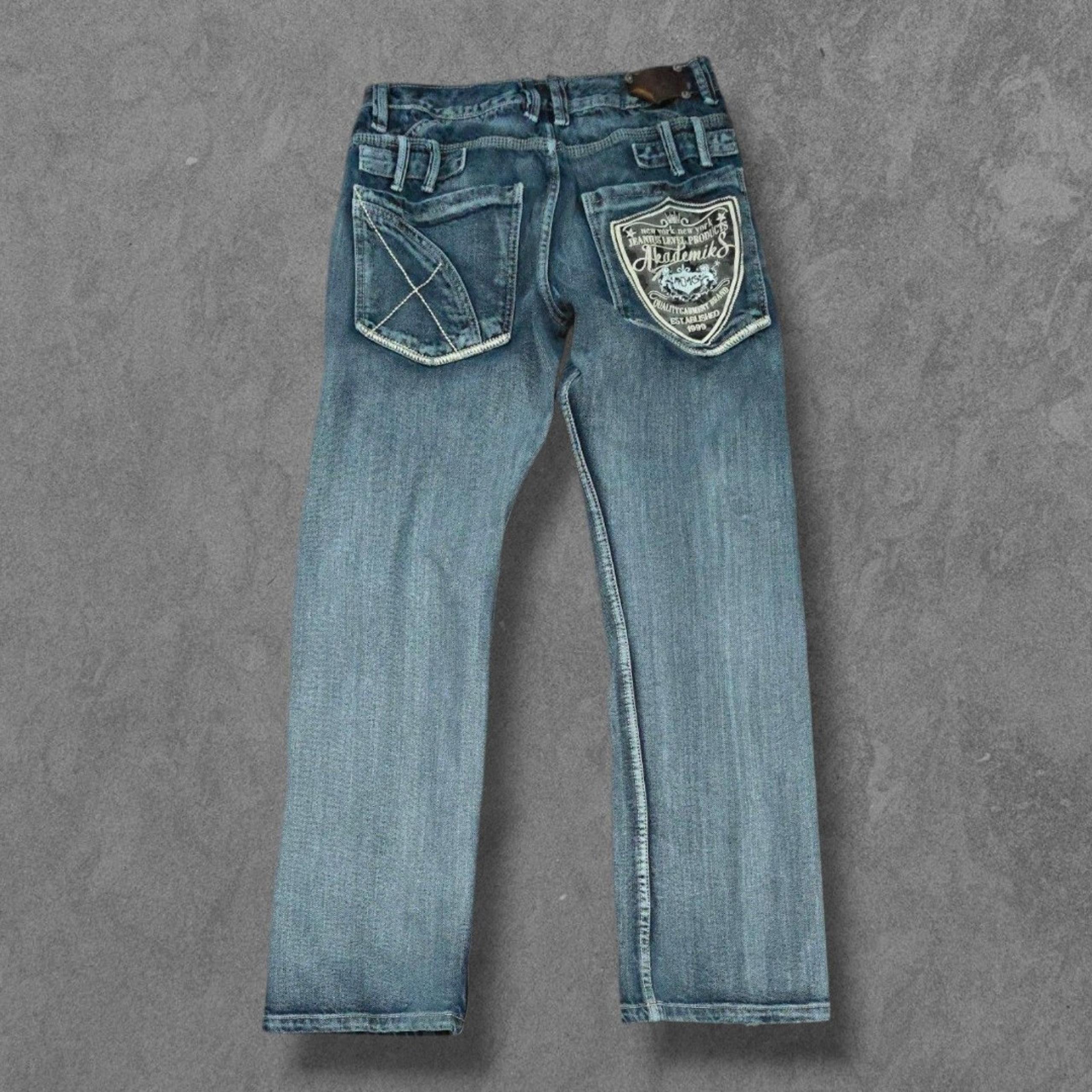 Embroidered Y2k Akademiks Jeans Mens Size 34x32 Baggy Wide Leg  Streetwear