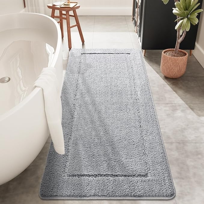 Luminous Grey Bathroom Rugs,60x24 inch Non Slip Bathroom Runner Rug