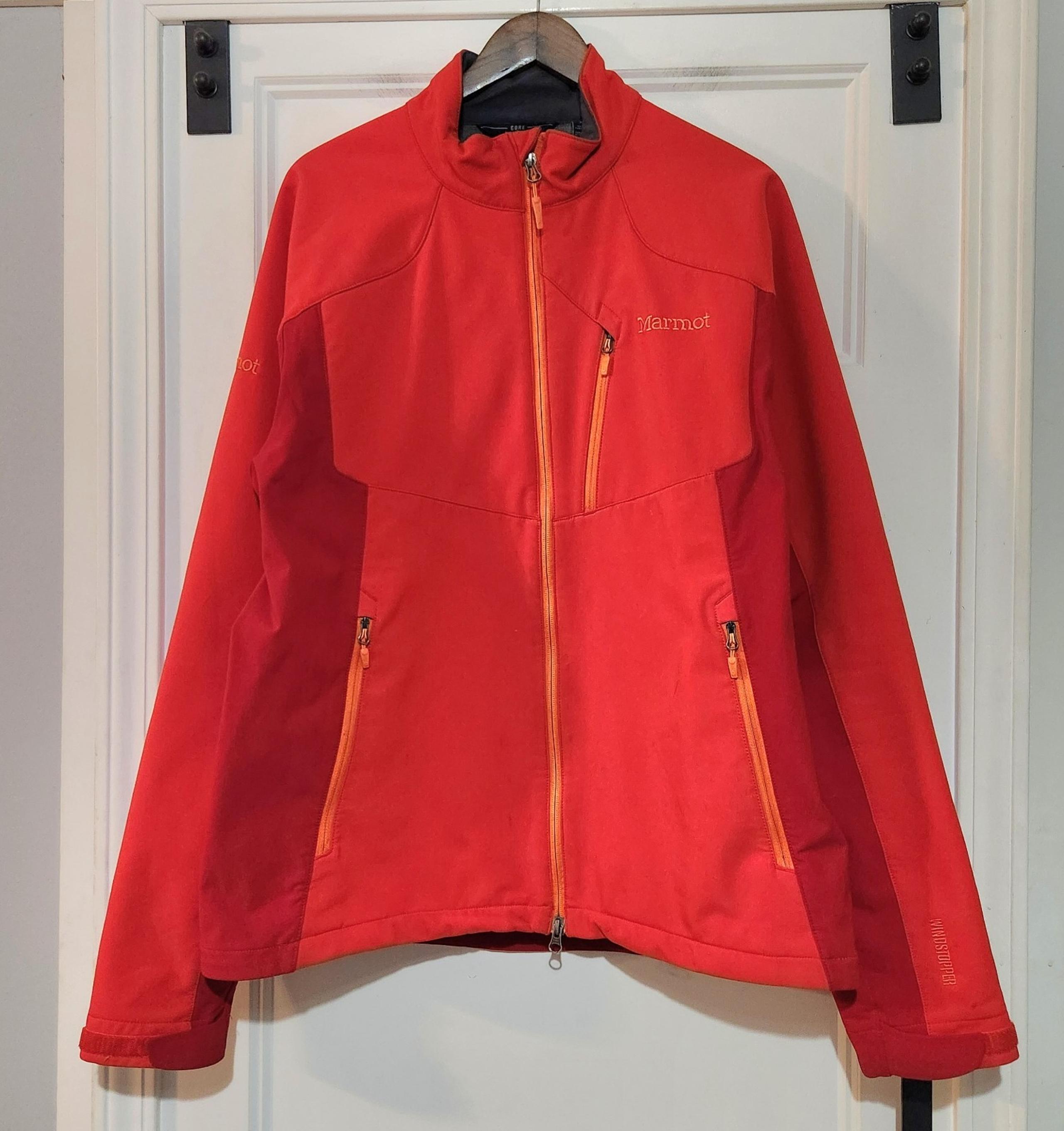 Marmot Gore Windstopper Zip Jacket Mens XL Red Orange Lined 4 Pocket Raglan