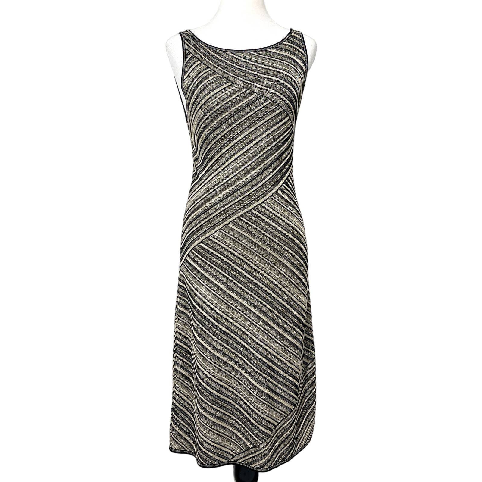ESCADA SZ 36 XS S Dress Y2K Black Stripes