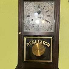 Vintage MONTGOMERY WARD 31 Day Key Wind REGULATOR WALL CLOCK (READ DESCRIPTION)