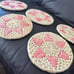 Vintage Boho hand Woven Wicker Straw Trivets / Set 5 pieces