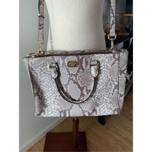 Michael Kors Beige Python Embossed Leather Satchel